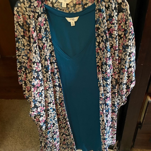 Teal shirt with sewn on cover-up, never worn. - Picture 2 of 2